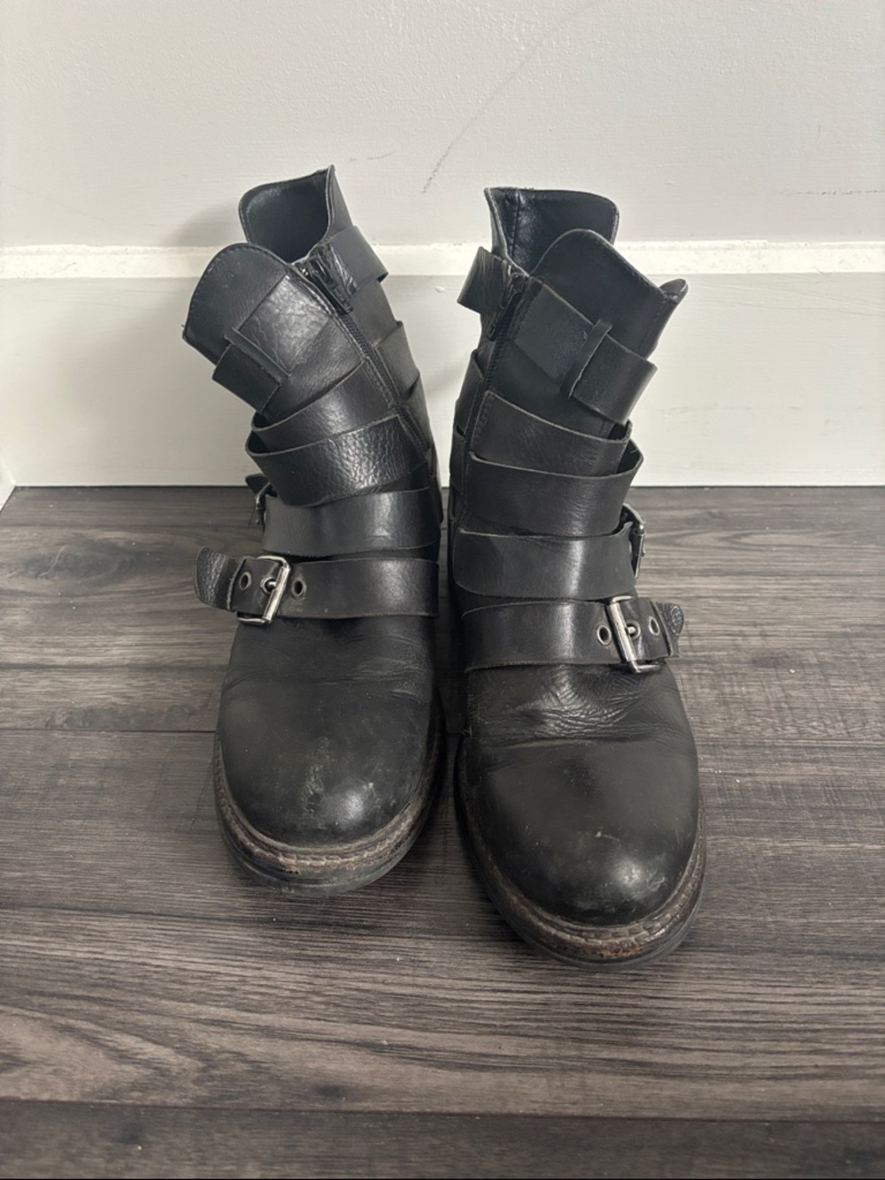 Browns - Black Leather Buckle Strap Ankle Boots